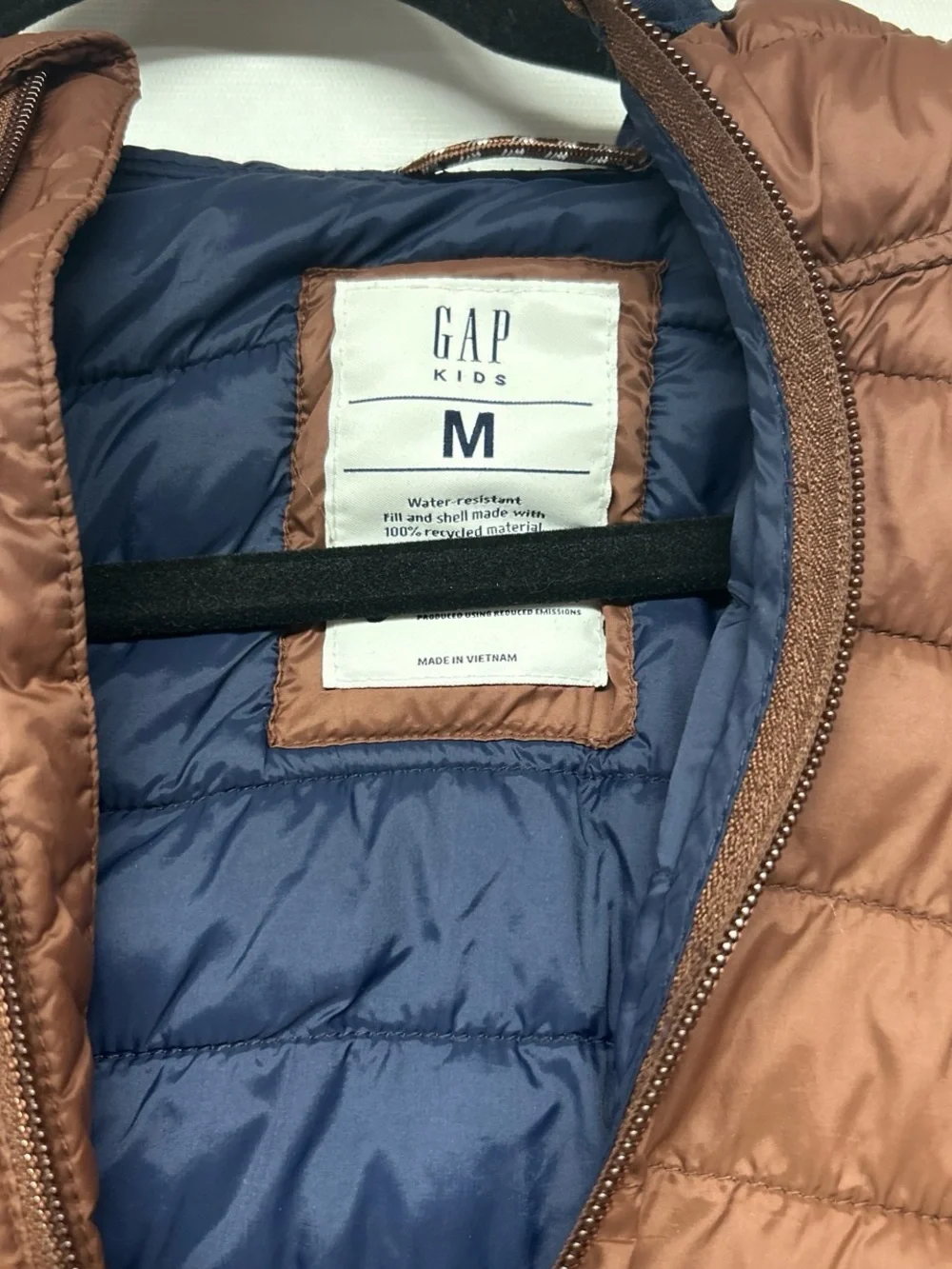 GAP Kids Copper Brown Puffer Jacket with Navy Interior